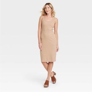 NWT Universal Thread beige ribbed tank dress